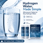 Hydrogen Water Effervescent Tablets Daily Supplement, 100 Count Total, 200mg Per Serving, Generates 12ppm Hydrogen, Fast Dissolving Zesty Lime Flavor
