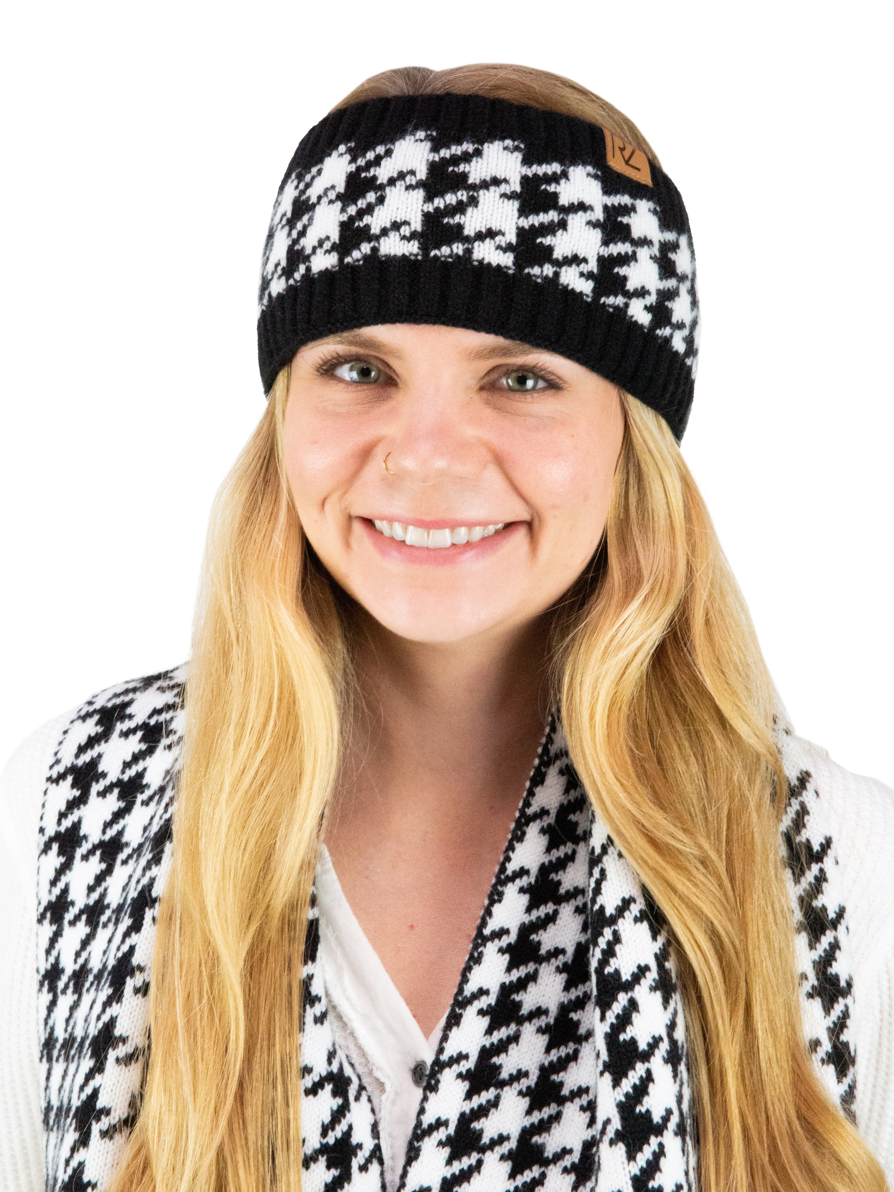 Rachel Zoe Women's Scarf Headband 2-Piece Set, Houndstooth