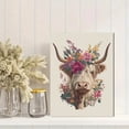 thumbnail image 2 of Highland Cow Floral Canvas Print, Suitable for Living Room, Bedroom, Kitchen, Dining Room, Office, Hallway, 2 of 8