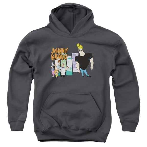 Johnny Bravo Men's  Johnny & Friends Hooded Sweatshirt Grey