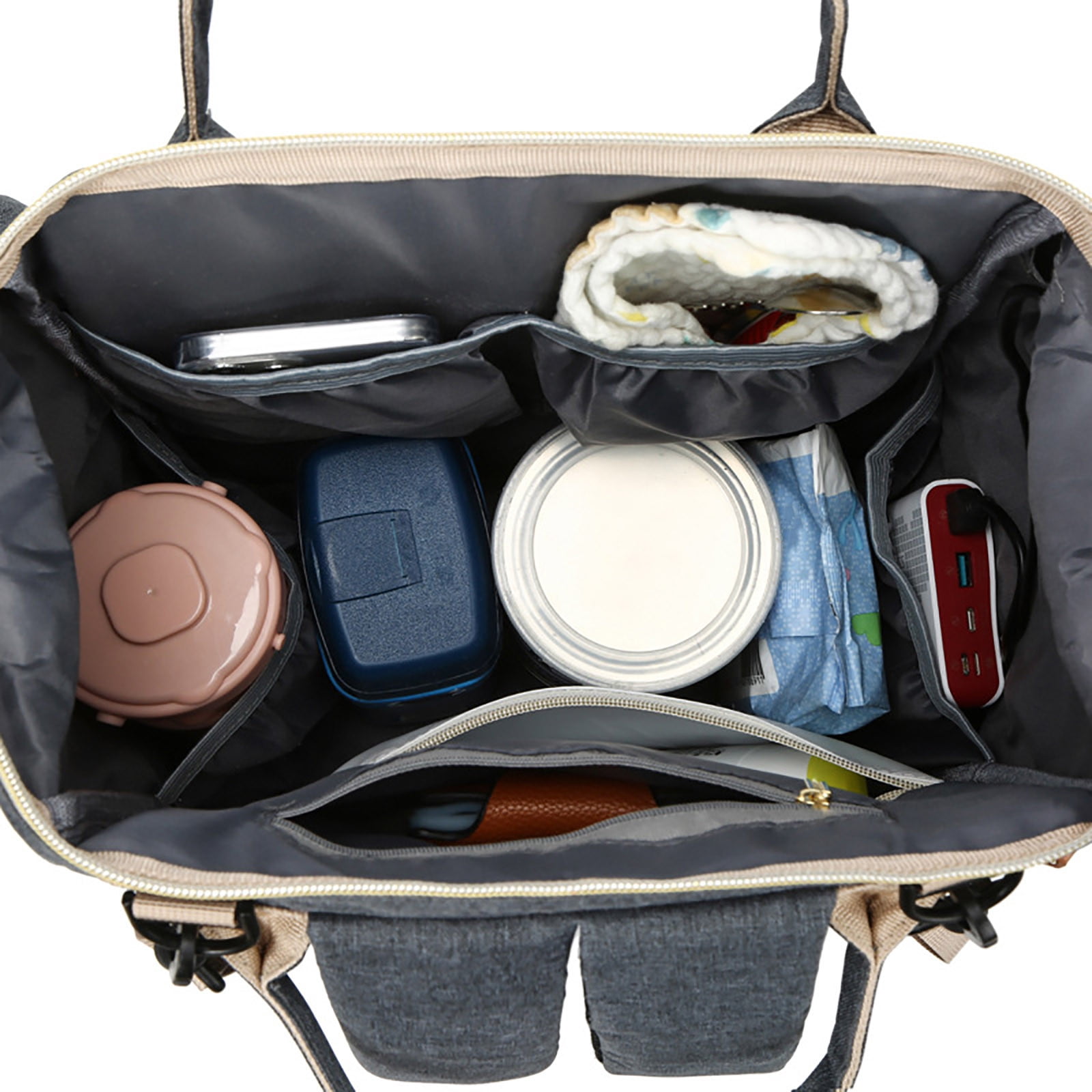 FastXmas Diaper Bag Backpack, Large Capacity Baby Nappy Bag with Stroller Buckle & Small Bag, Water Resistant Multi-Pocket Mommy Bag with USB Charging Port Muti-Function Travel Backpack for Mom & Dad