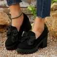 thumbnail image 5 of Black Women'S High Heel Loafers With A Round Toe Platform Sole And Chunky Heel With Ornamental Accents, 5 of 8