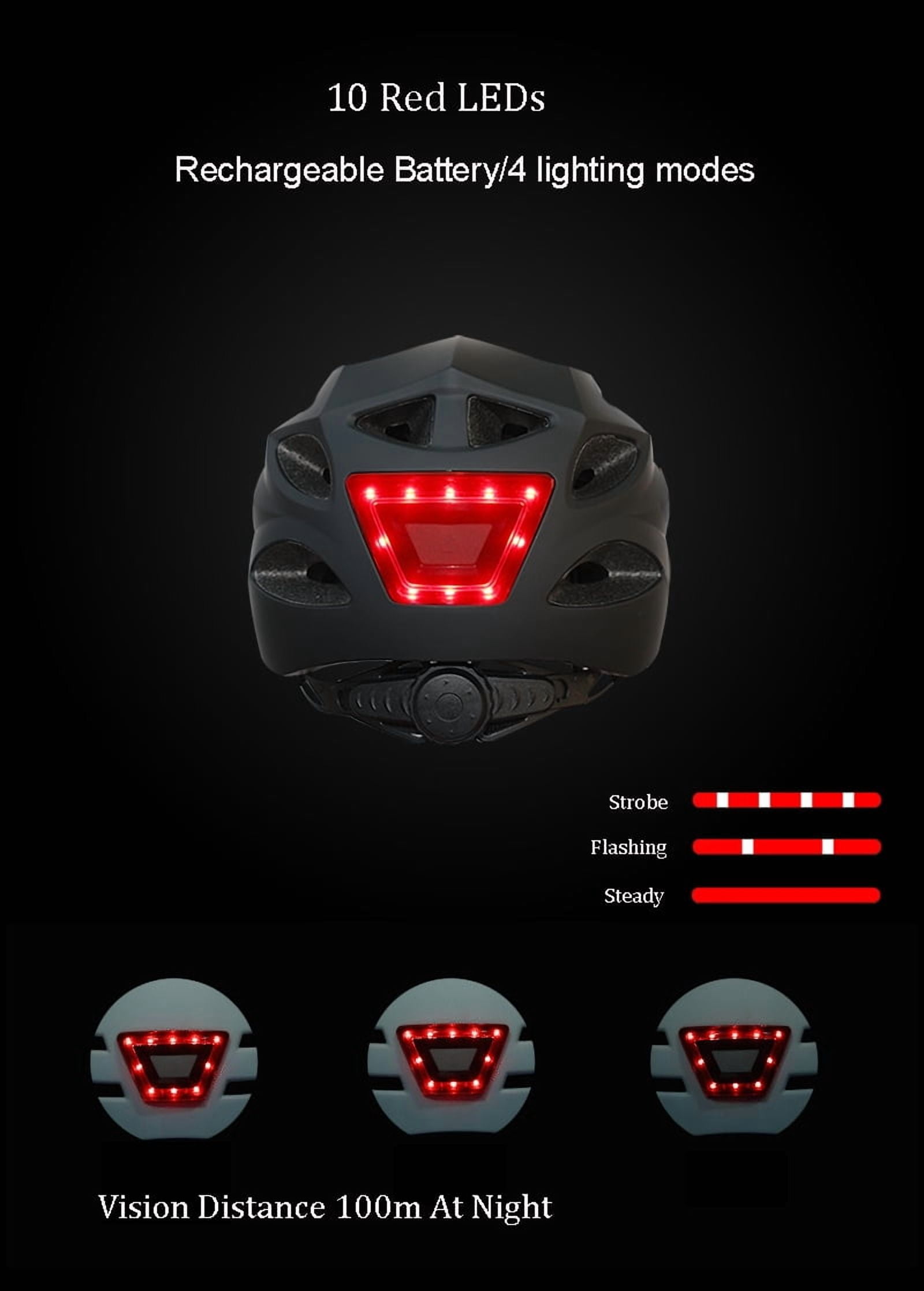 GUDOOK Bike Helmet Adult Bike Helmets for Men/Women:  USB Rechargeable LED Front and Rear Lights for Cycling Urban Commuter Skateboard