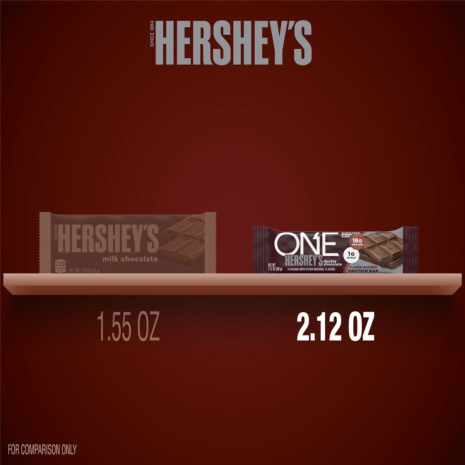 ONE Brands HERSHEY'S Double Chocolate Flavored Protein Bars, 2.12 oz 4 Count Bars