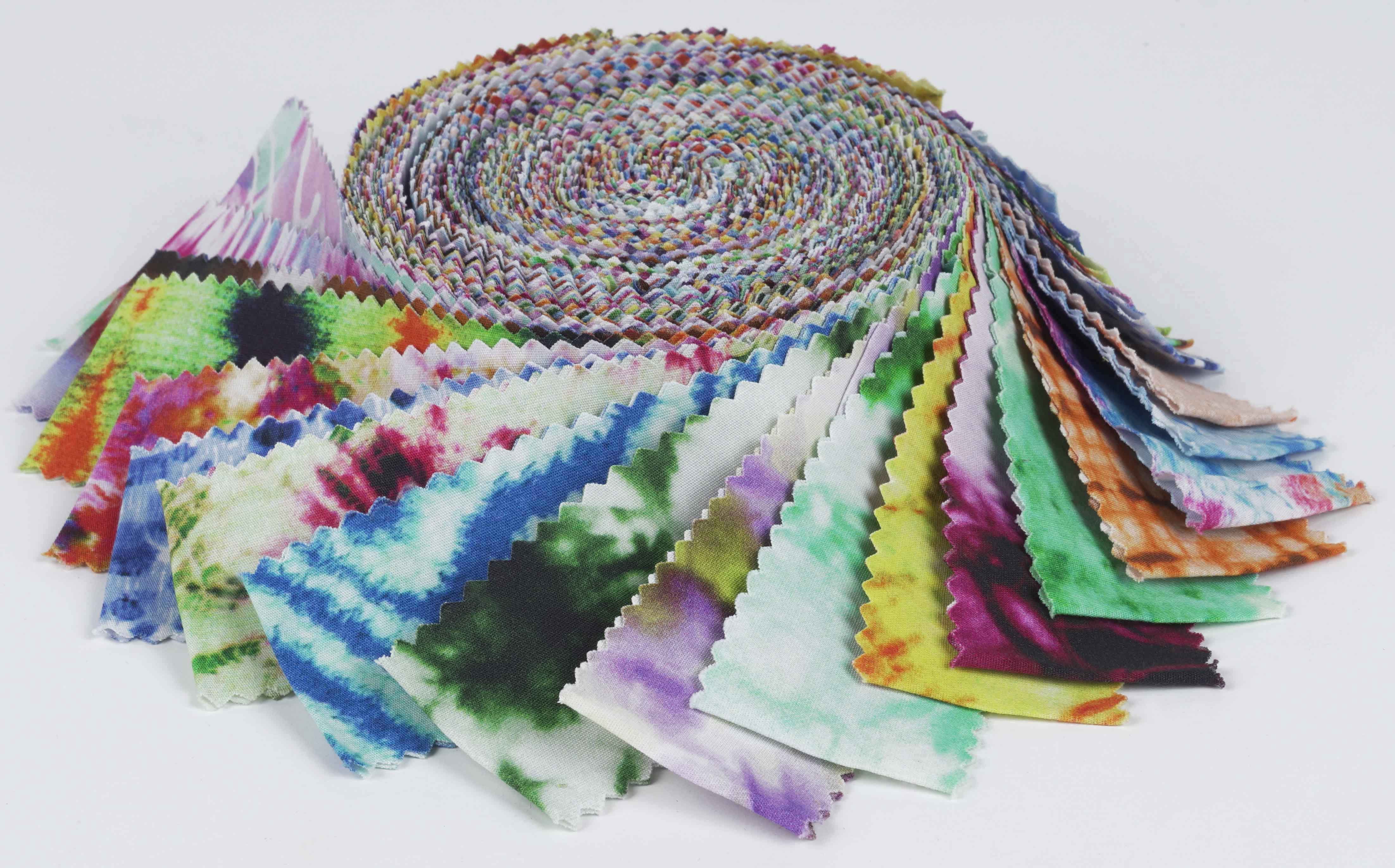 Soimoi 40Pcs Tie Dye Print Precut Fabrics Strips Roll Up 1.5x42inches Cotton Jelly Rolls For Quilting - Multicolor