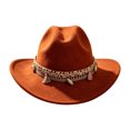thumbnail image 3 of XIAOCHA Women's Solid Wide Brim Cowboy Hat Rodeo Cattleman Wide Brim Western Hat Farm Western Cowgirl Hat,Orange, 3 of 5