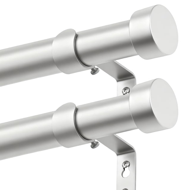 Barras para Cortinas KAMANINA Paquete de 2 Plata Ajustables 81-218 cm Resistente