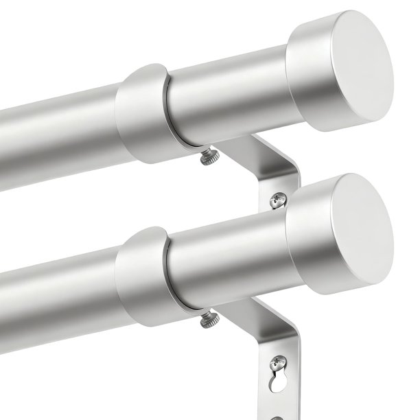 Barras para Cortinas KAMANINA Paquete de 2 Plata Ajustables 81-218 cm Resistente