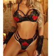 thumbnail image 4 of Gibobby Lencería mujer erótica Mujeres Sexy Malla de Encaje Floral Bordado Liga ligada Lencería Ropa Interior Conjuntos de lencería Sexy(Negro, M), 4 of 5