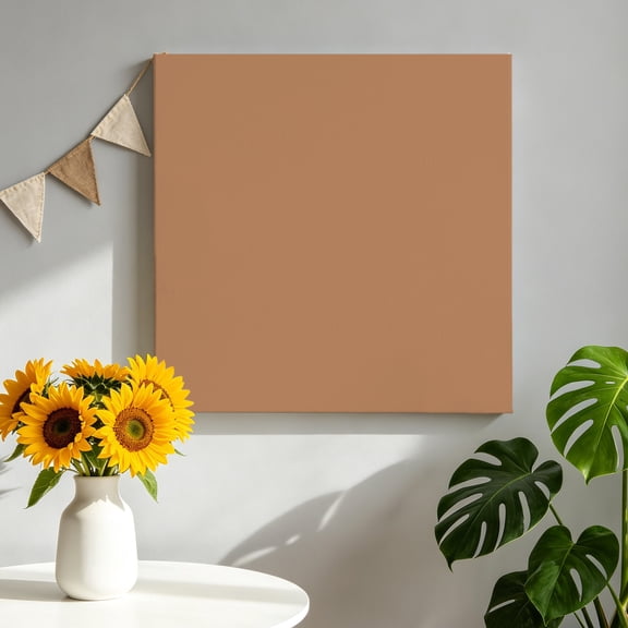 Camel Canvas Wall Art for Living Room, Light Brown Solid Background Autumnal Rustic Farmhouse Poster Print Painting for Bedroom Office Home Decoration Wall Pictures Prepare To Hang 16"x16"