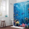 thumbnail image 3 of Ocean World Bathroom Shower Curtain, Sea Turtle Coral Starfish Fish Shark Fantasy Waterproof Washable Soft Bath Curtain for Bathtub Decor with 12 Hooks&Grommet, 36x78 Inch, 3 of 9