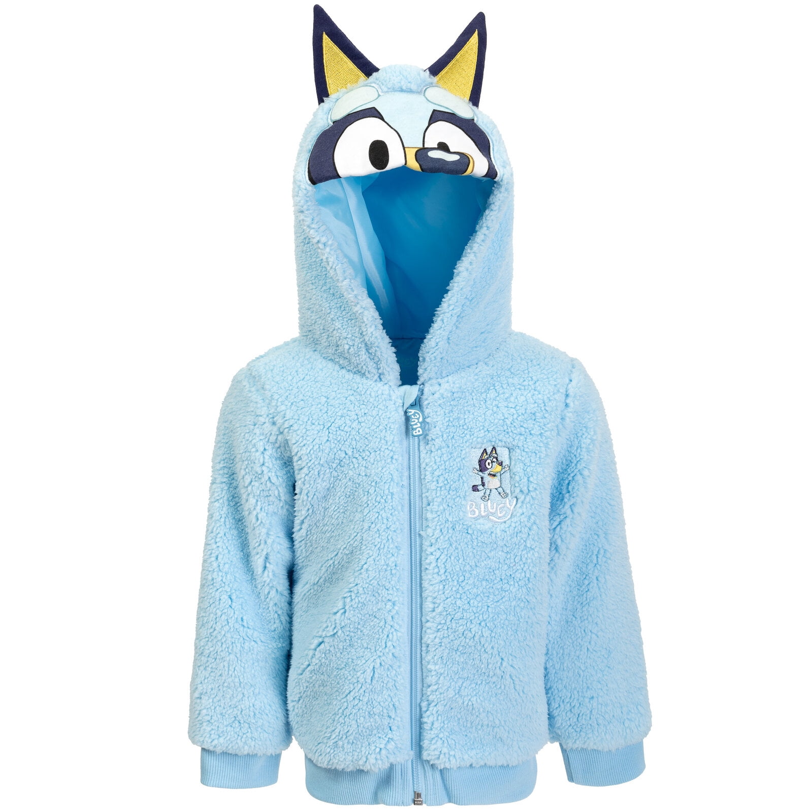 Bluey Toddler Boys Cozy Sherpa Zip Up Cosplay Hoodie Toddler to Little Kid