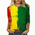 thumbnail image 2 of Honeeladyy Shirts for Women 3/4 Length Sleeve Crewneck Womens Tops Spring Summer Casual Loose Stripe Print Beach Holiday Blouses (Multicolor,2XL), 2 of 5