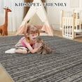thumbnail image 6 of Washable Area Rug 5x7 Modern Abstract Accent Carpet Non-Slip Backing Non-Shedding Contemporary Floor Cover Striped Transitional Rug OfficeGrey, 6 of 8