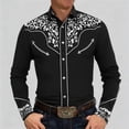 thumbnail image 4 of Conairie Western Shirts for Men Embroidered Cowboy Shirts Button Down Long Sleeve Shirt with Floral Design Black1 XXL, 4 of 6