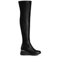 thumbnail image 3 of BLISSFUL STEP Over The Knee Platform Wedge Boots for Women Black 9, 3 of 6