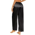 thumbnail image 2 of Ekouaer Womens Silk Satin Pajama Pants Casual Loose Lounge Pants Drawstring Elastic Waist Wide Leg Pj Bottoms with Pockets, 2 of 6