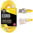 thumbnail image 1 of Thonapa Rallonge de Calibre 10 50 Pi, Rallonge Extérieure Robuste et Résistante aux Intempéries 10 AWG 50 Pieds, SJTW Fiche Éclairée à 3 Broches Câble Jaune 10/3 15 Amp, Idéal pour Grands Électroménagers et Outils de Jardin, 1 of 4