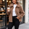 thumbnail image 4 of SZJXBUY Polar Fleece Jacket Women Plus Size Warm Zip Up Jackets Winter Casual Long Sleeve Outerwear Coats with Pockets Coffee,S, 4 of 7