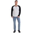 thumbnail image 2 of DARING DIVA Men's Long Sleeve Color Block Casual Raglan T-Shirt M Black White, 2 of 7