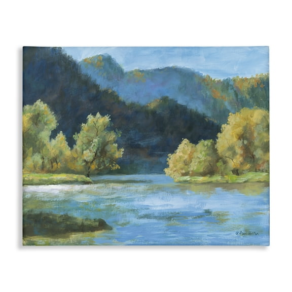 Stupell Industries Blue Hued Mountains Landscape & Nature Painting Wrapped Canvas Art Print Wall Art, 20 x 16