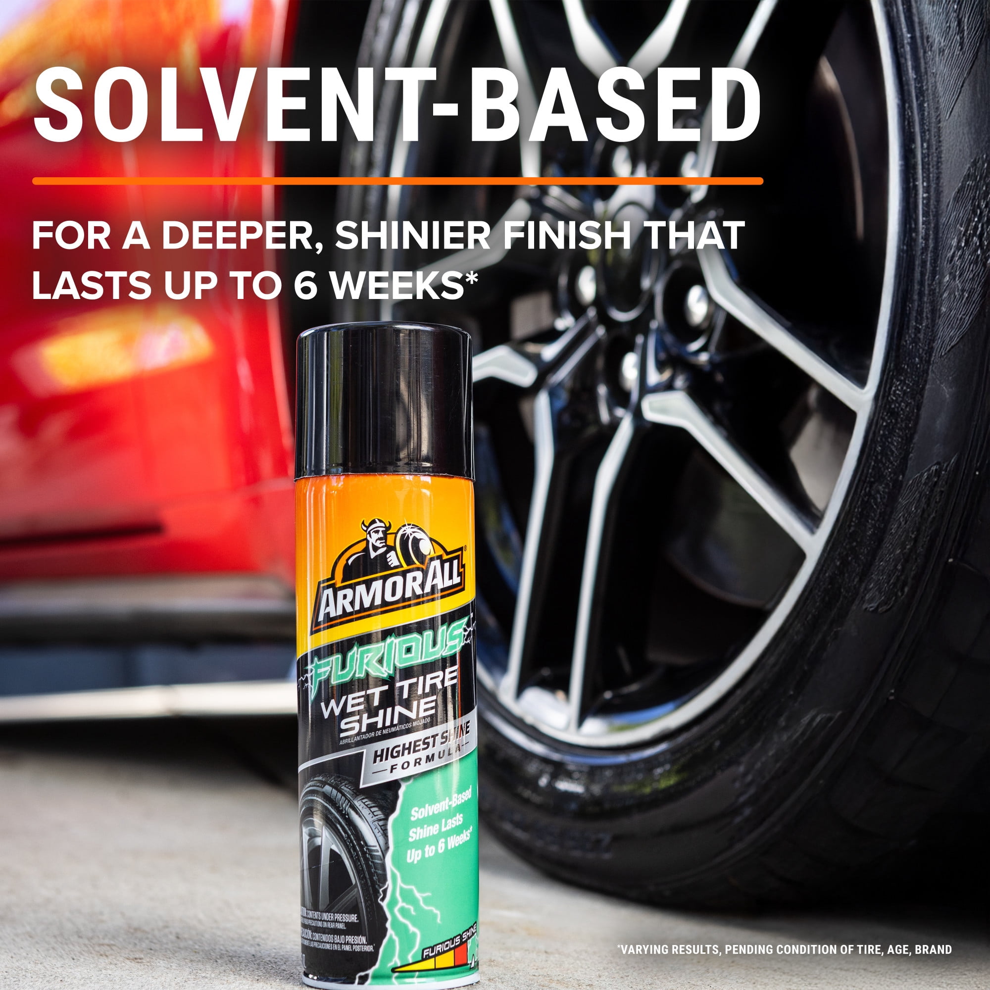 Armor All Furious Wet Tire Shine, Protective Tire Shine Spray, 15 oz