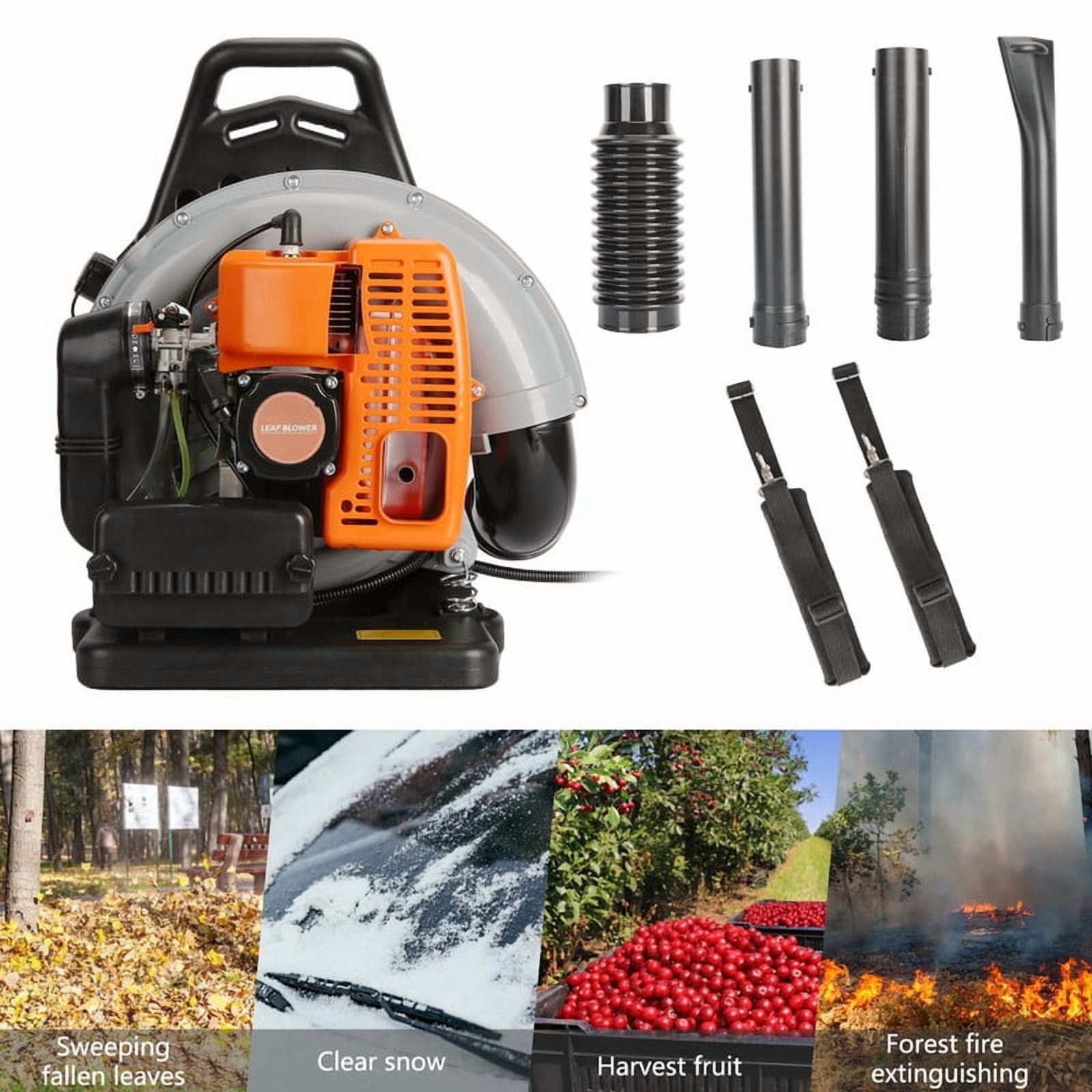 Backpack Gas Powered Leaf Blower, Commercial 665 CFM 63CC 3 HP 2 Cycle Powerful Lightweight Gasoline Grass Lawn Blower w/Harness Air-Cooled & Fuel Tank for Yard Lawn Care, Snow Removal