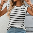 thumbnail image 4 of WHLBF Tank Tops for Women Sleeveless Stripe Casual Summer Round-Neck Shirt Black L, 4 of 9