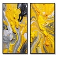 thumbnail image 2 of Designart "Cosmic Vibrations in Yellow and Grey II" Abstract Framed Wall Art Set Of 2 - Yellow Abstract Framed Canvas Set For Living Room Decor, 2 of 6