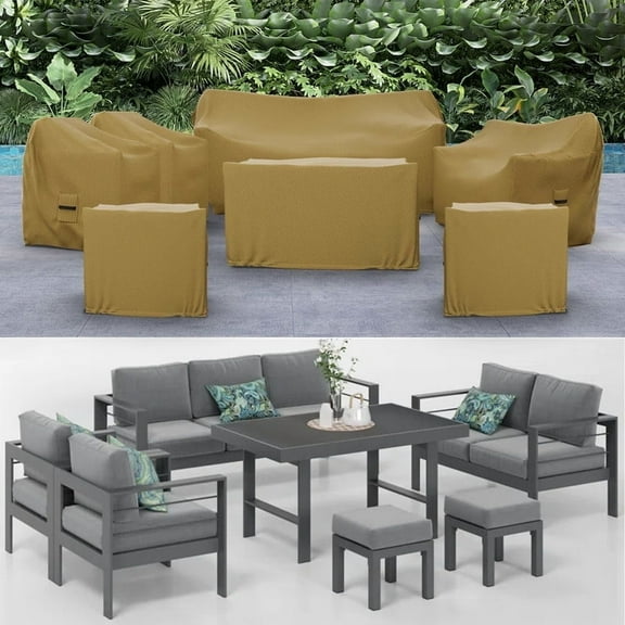 Patio Furniture Cover for Latitude Run 7 Piece Sofa Seating Group, Weather resistant Cover for Outdoor Conversation Set