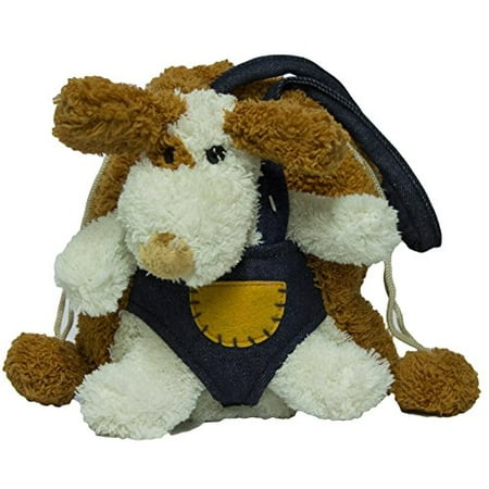 plush dog in carrier