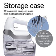 Hamilton Beach Professional 7-Speed Electric Hand Mixer, with SoftScrape Beaters, Whisk, Dough Hooks & Case, White