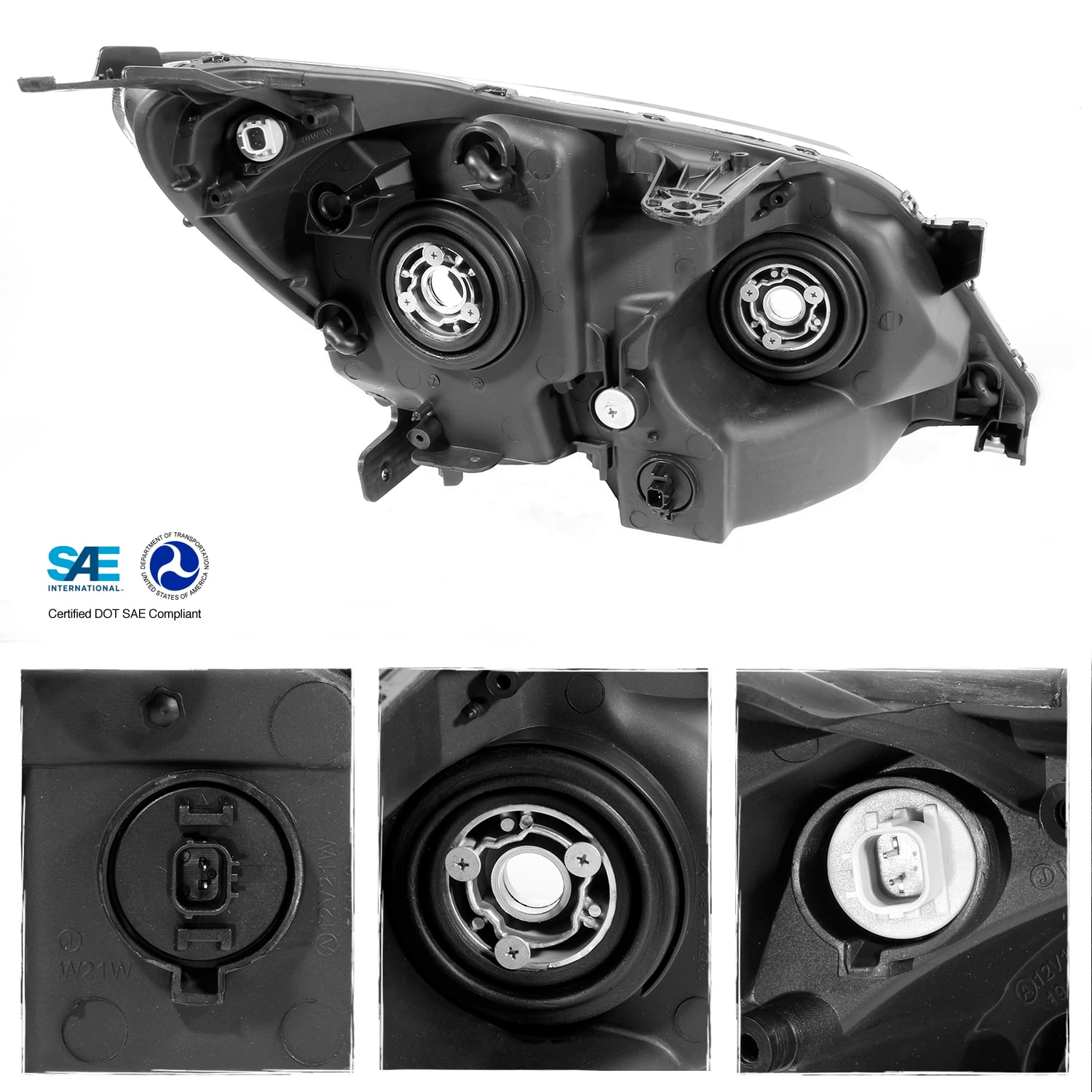 AKKON - Fits 2008 2009 2010 Honda Odyssey Van Front Black Housing Headlights Headlamps Assemblies Replacement