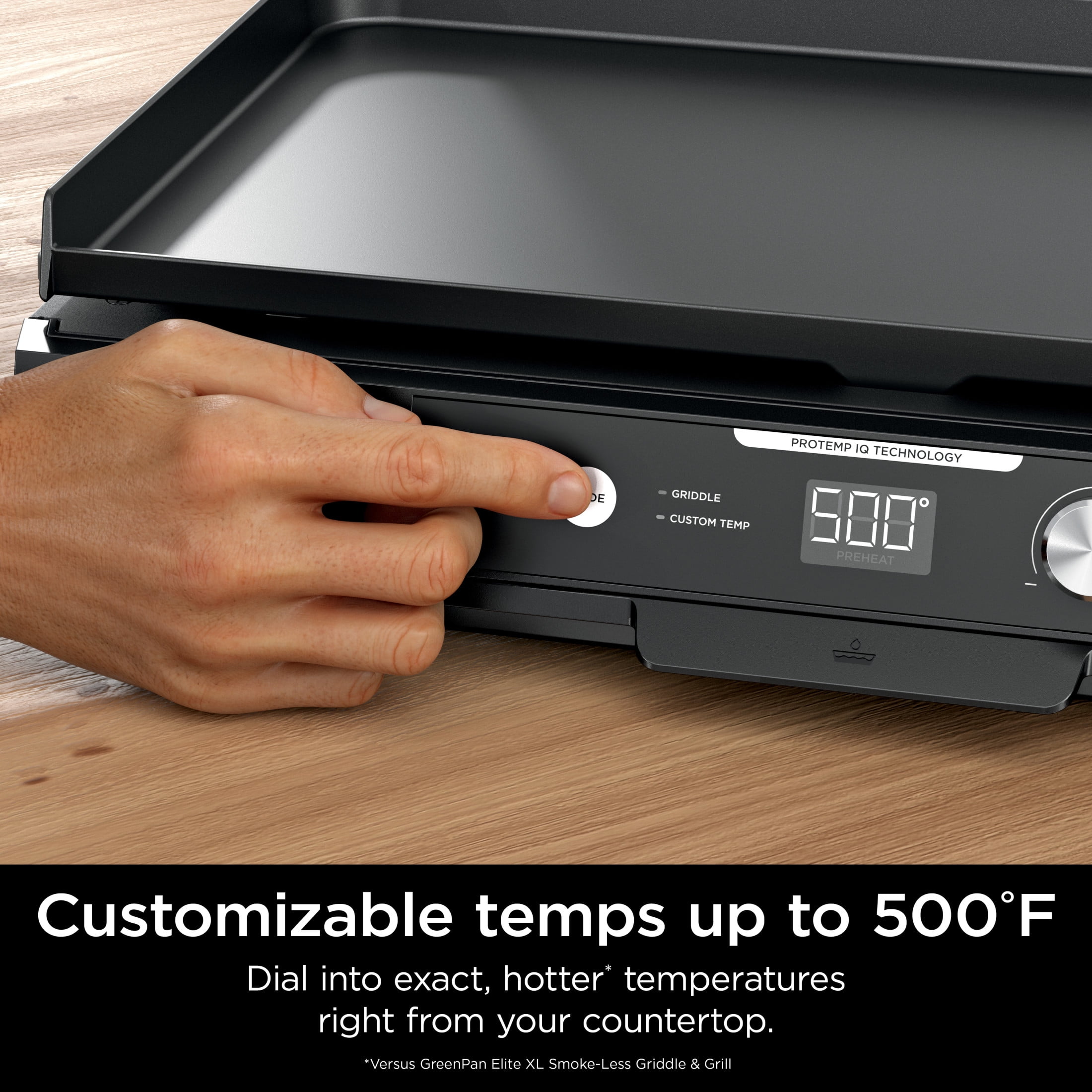 Ninja Sizzle Pro XL 8-Serving Electric Indoor Griddle & Grill, 20-Inch Plates, Edge-to-Edge Heating, GX100, Silver/Black
