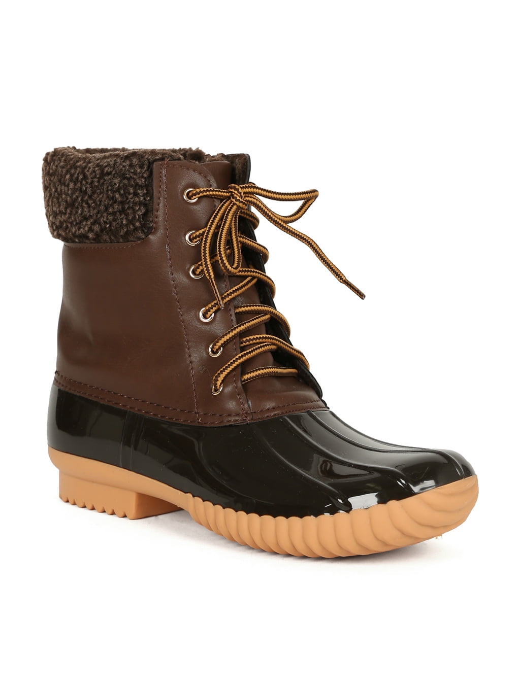 Nature Breeze Duck02 Mix Media Shearling Lace Up Zip Duck Boot