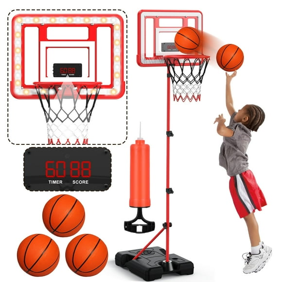 Canasta de baloncesto para niños Flybakiz, altura ajustable con marcador