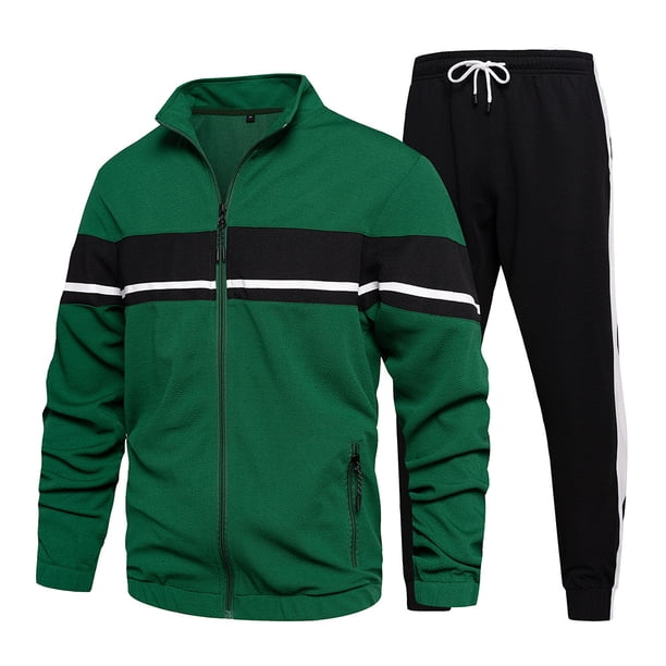 Conjunto de chándal para hombre, pantalones, cremallera completa, informal, para correr, gimnasio, chaqueta con bolsillos