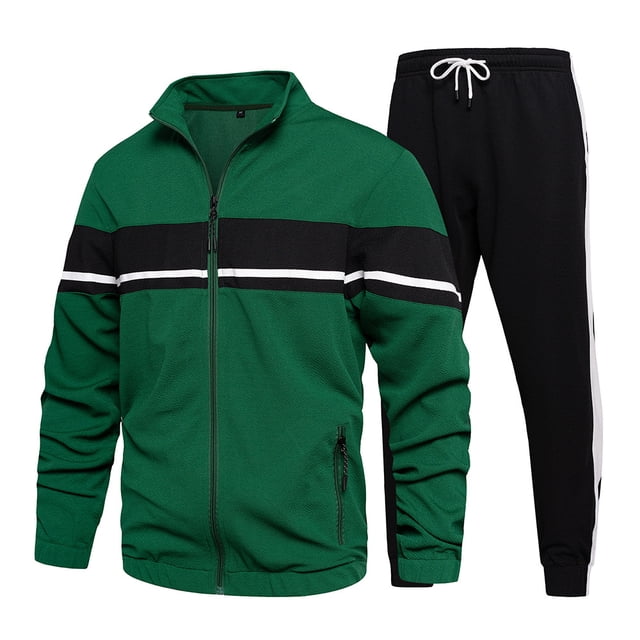 Ensemble de Survêtement pour Hommes Bas à Fermeture Éclair Complète Veste de Jogging Décontractée avec Poches
