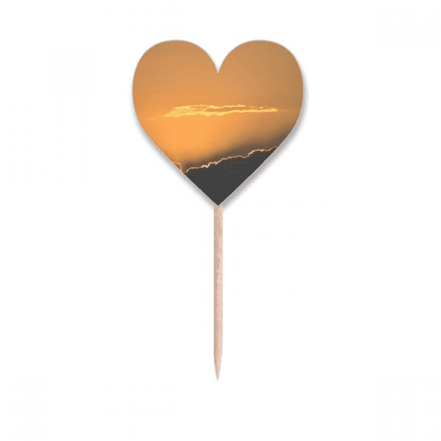 Orange Dark Sky Clouds Art Deco Fashion Toothpick Flags Heart Lable Cupcake Picks