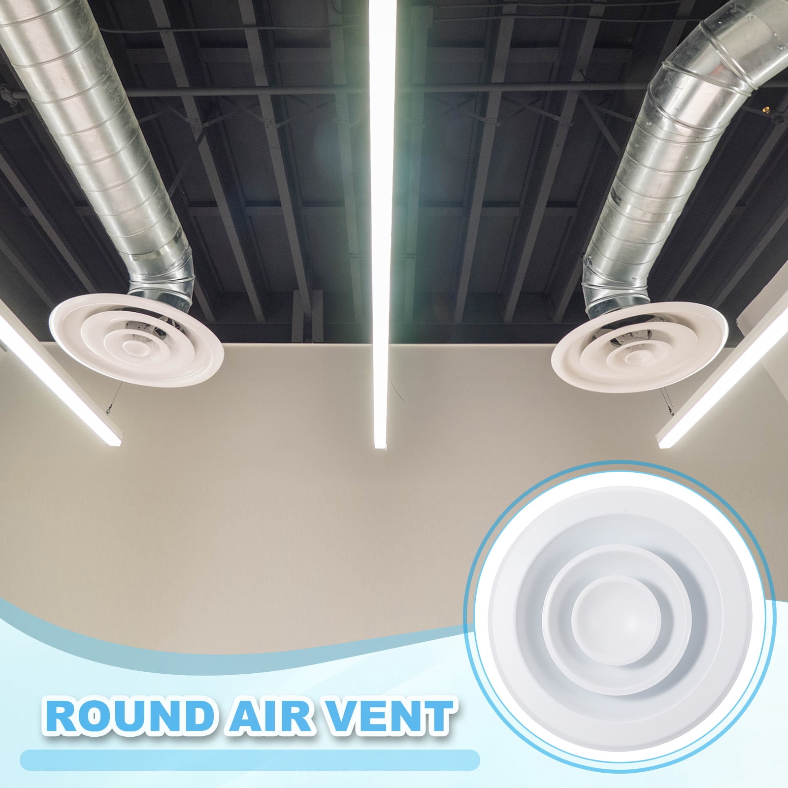 6" Round Air Vent Ceiling Diffuser Air Supply Exhaust Ventilation Air Conditioning Duct Cover with Spring Buckle