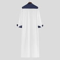 thumbnail image 6 of Contrast Color Muslim Dress Muslim Thobe with Long Sleeve Mandarin Neck Men Robe, 6 of 14