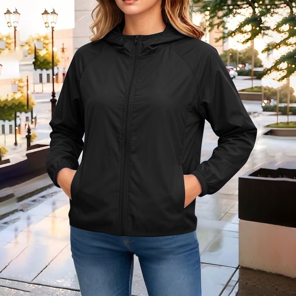 Summer Jackets For Women Summer Fashion Solid Color Zip Up Sun Protection Jacket For Everyday Outdoor Wear Light Jackets For Women