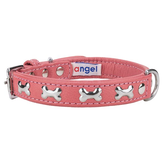 Angel Rotterdam Bones Bubblegum Pink Leather Dog Collar
