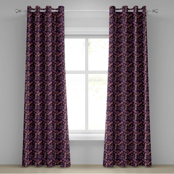 Ambesonne Dragonfly Grommet Curtain, Girls Vintage Animal, 50" x 84", Purple Peach