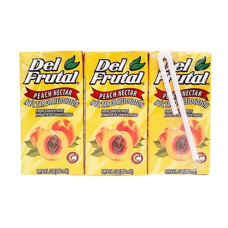 Del Frutal Peach Nectar 6.76 oz 3-Pack - Sabor Melocoton (Pack of 6)