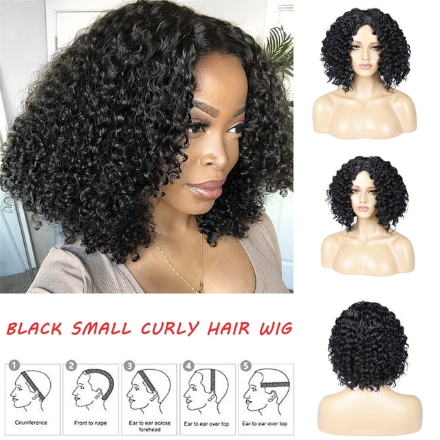 Ganfancp Peluca Negra Pequeña Rizada Mujer Cubre Pelo Adornos Fiesta Protector Ofertas Del Día Sólo En Línea 1X Pelucas