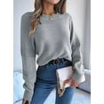 thumbnail image 6 of Warm and Stylish Sweater for Women Long Sleeve ‌Knitted Top for Autumn & Winter Chic Casual Pullover Knitted Top Grey M, 6 of 9