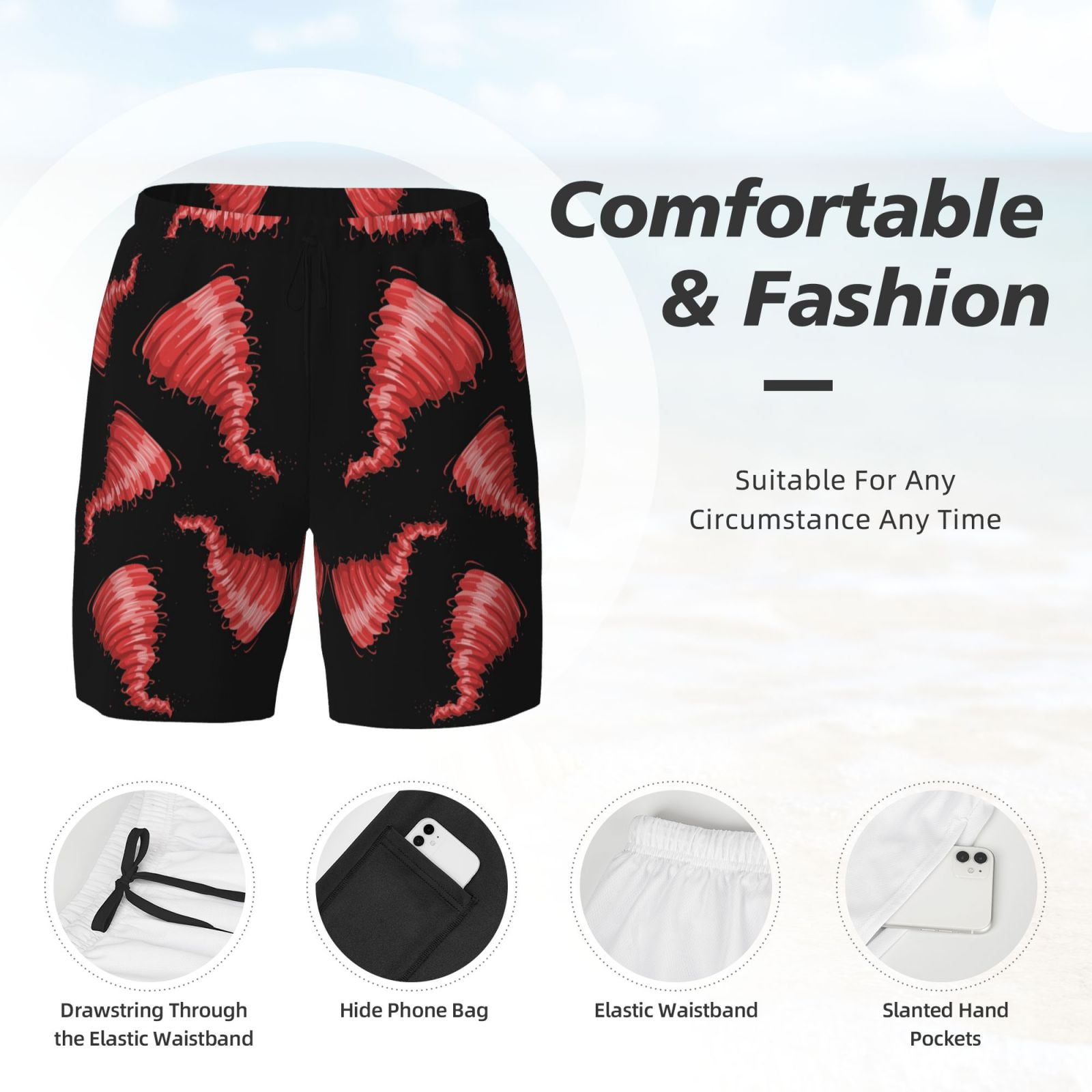 Men's Tornado Swim Trunks with Compression Liner Bathing Suit Swimwear