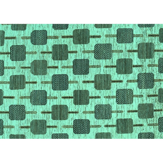 Ahgly Company Machine Washable Indoor Rectangle Abstract Turquoise Blue Contemporary Area Rugs, 4' x 6'