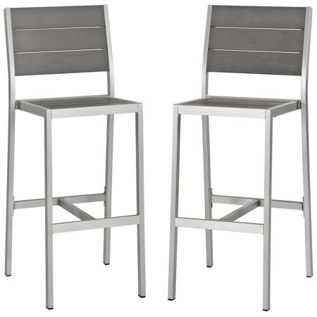 Modway Shore Patio Armless Aluminum Bar Stool Set Of 2 Walmart Com